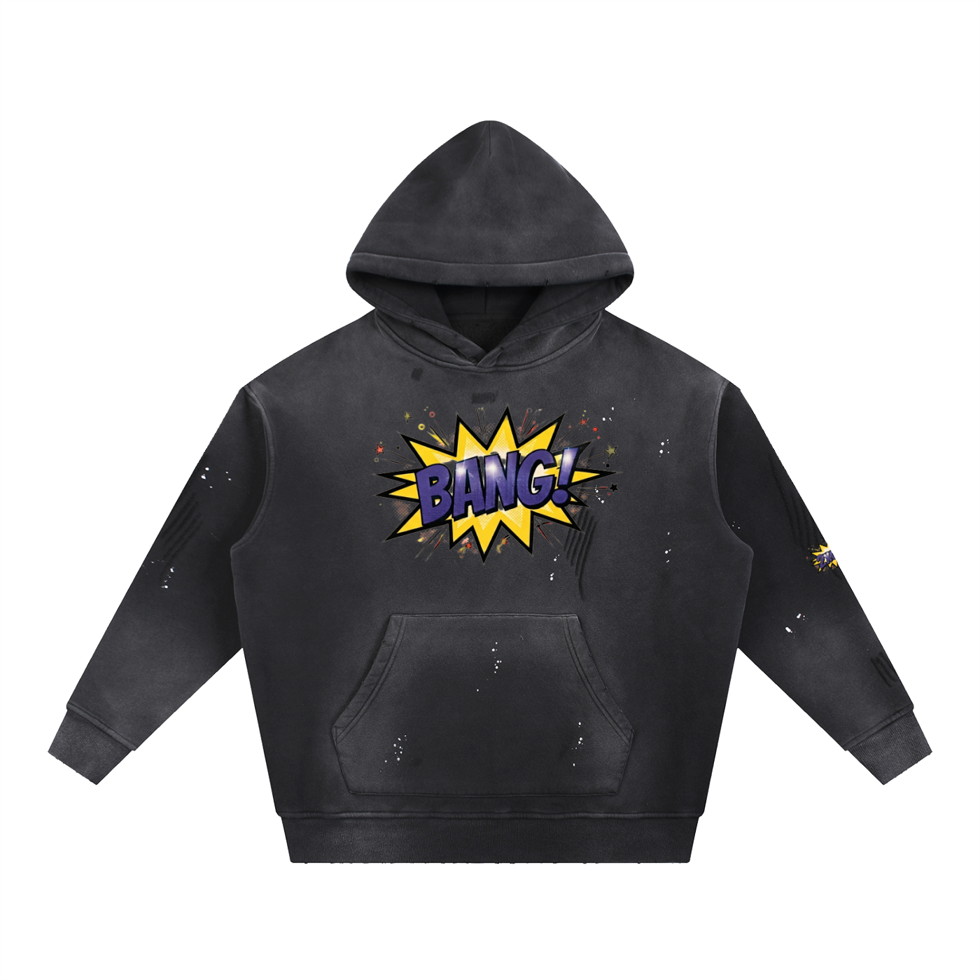 BANG Vintage Washed Frayed Fleece Hoodie