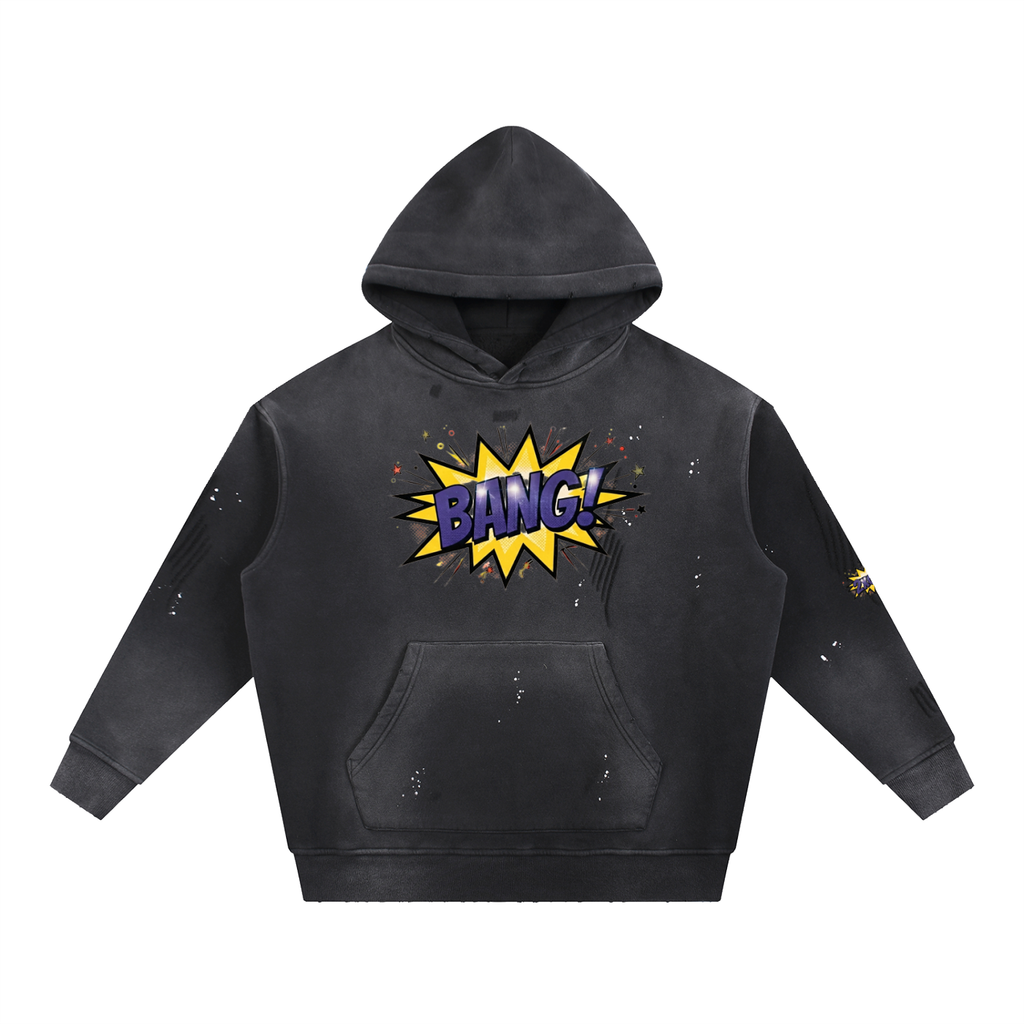Vintage Washed Frayed Fleece Hoodie